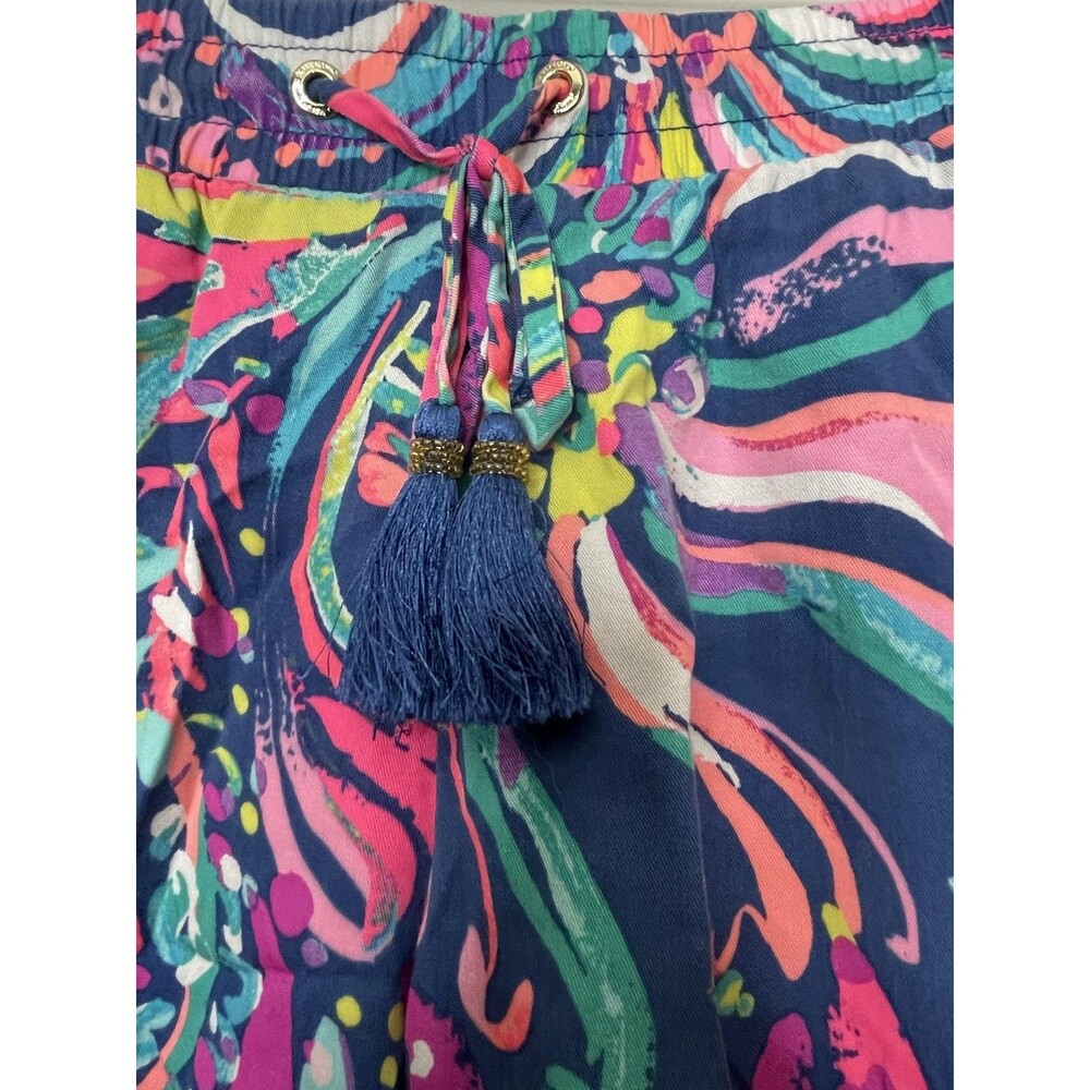 Lilly Pulitzer Pants Womens Medium Blue Pink Beach Loot Piper Pull On Casual - Picture 3 of 10